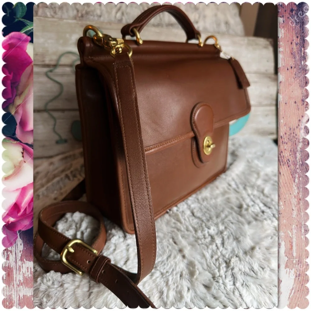 VINTAGE COACH Vicuña SADDLE / TAN LEATHER MESSENGER CROSSBODY WILLIS BAG
 #9927_13